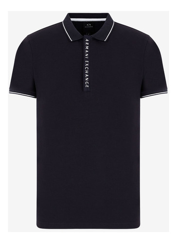 Playera Polo Armani Con Cierre Negro Elegante Slim Fit Justa