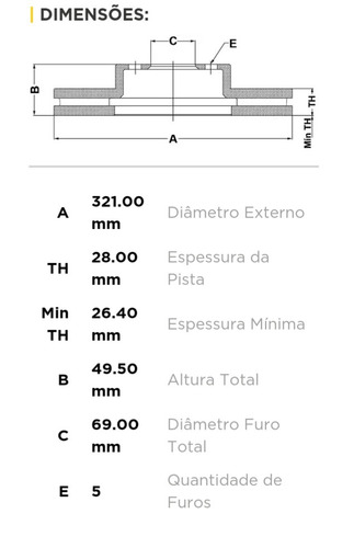 Imagem 2 de 7 de Par Disco Freio Dianteiro Hyundai Santa Fé 2.4 2012 12