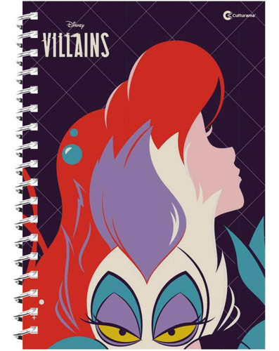 Caderno Universitário Espiral Cd 80 Fl 1 Mat Disney Villains