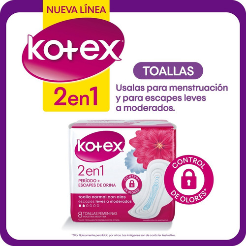 Toalla Femenina 2 En 1 Kotex Duo X 8 Unidades