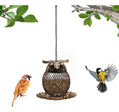 Comedero Hueco Para Colibríes Con Forma De Búho, De Hierro F