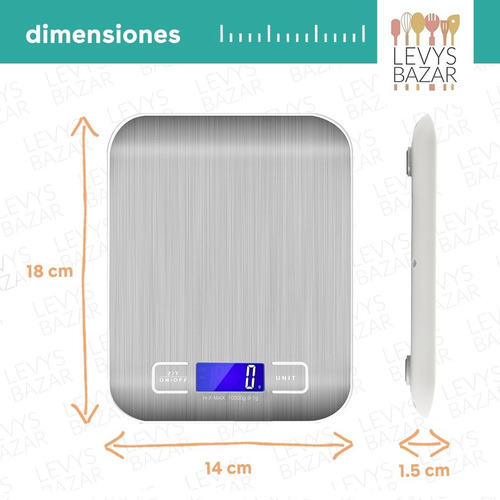 Imagen 4 de 10 de Balanza Cocina Digital De Acero Inoxidable 1gr A 10 Kg
