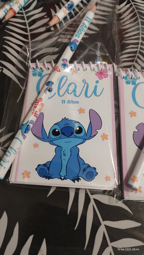Souvenirs Stitch Libreta Anotador + Lápiz Personalizado X 50
