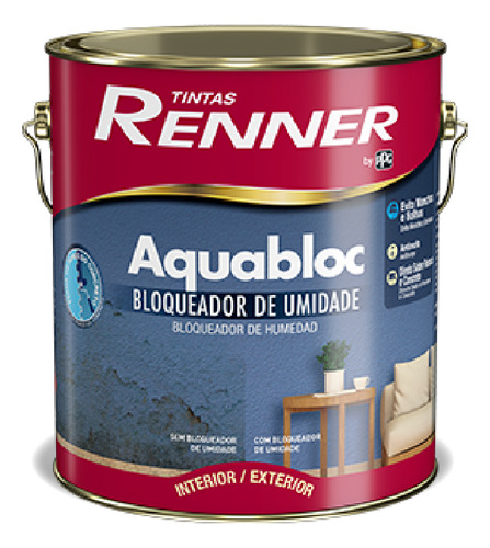 Pintura Bloqueadora De Humedad Renner Aquabloc - 3,6 Lts