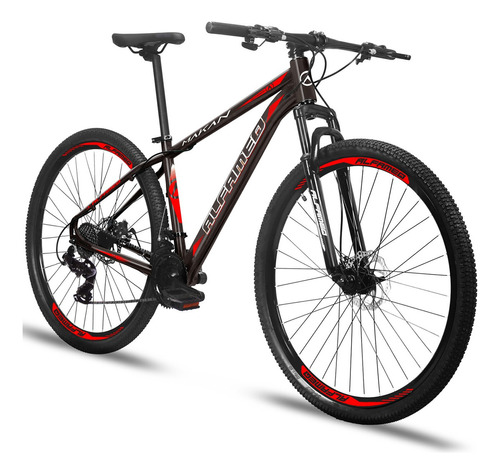 Mountain bike Alfameq Makan aro 29 19" 24v freios de disco mecânico câmbios Index cor preto/vermelho