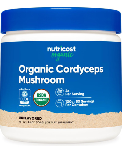 Polvo De Cordyceps Nutricost, 100 G, Orgánico, Sin Transgéni