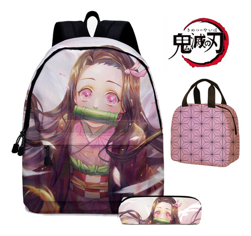 Kit Escolar De Mochila Demon Slayer Nezuko De 3 Piezas Para