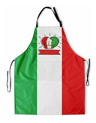 Delantal Con Babero Con Bandera Italiana Ajustable - Delanta