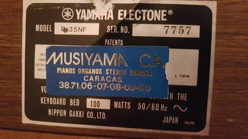 Imagen 7 de 7 de Organo Yamaha Electone B-35 Nf 100% Operativo