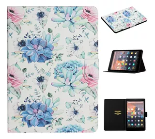 Funda De Piel Para Amazon Kindle Fire Hd 10 Con Diseño De Fl