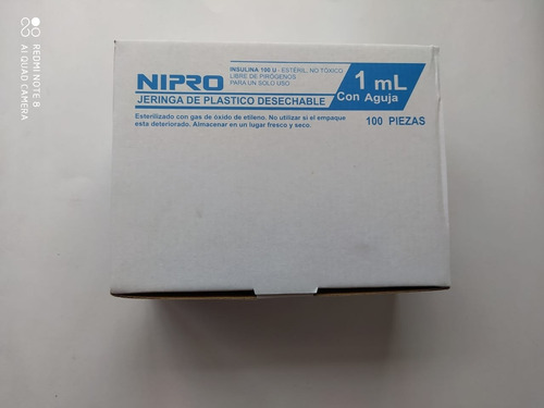 Jeringa Insulina Nipro 1ml Tapa Naranja 30gx Caja X 100 Unds