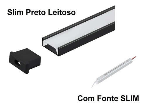 01 Perfil Alumínio Embutir Slim 170cm C/ Fita Led E Sensor