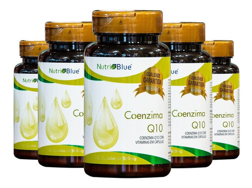 5 X Coenzima Q10 Total 300 Caps 500 Mg Coq10 Nutriblue Sabor Sem sabor