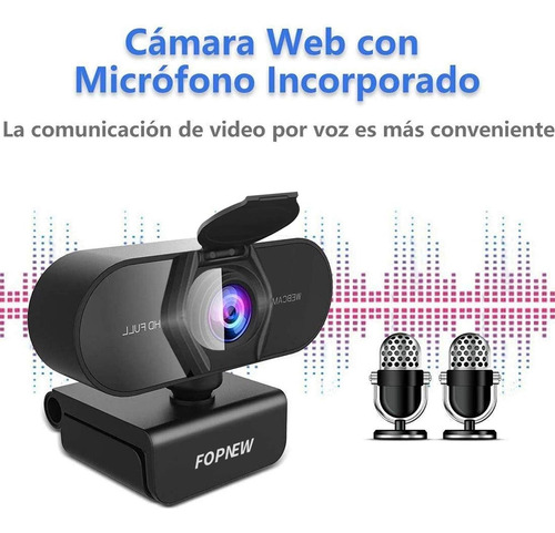 Cámara Web Pc 2k Hd 1080p C/enfoque Automático Y Micrófono Negro