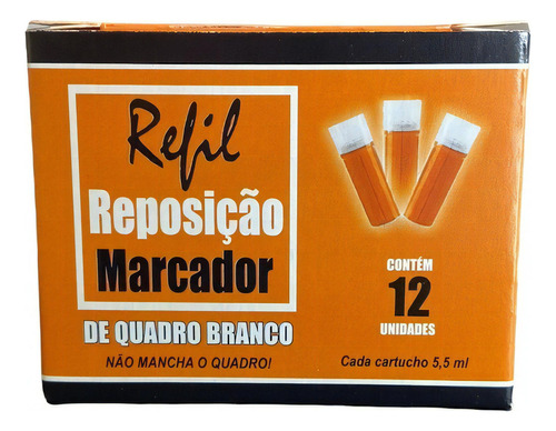 Refil Pincel Quadro Branco Board Master Laranja Recarregável