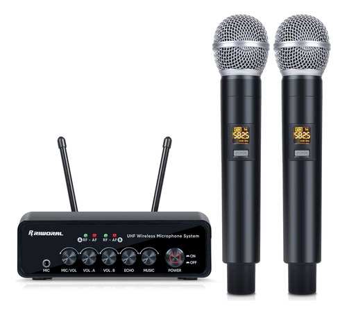 Sistema Microfono Inalambrico Karaoke 2 Uhf Dual Mezclador +