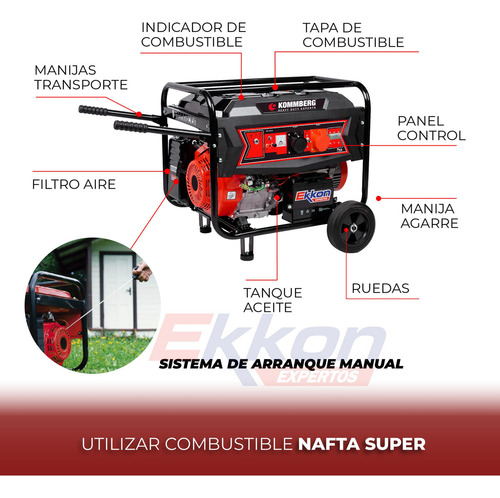 Generador Portátil Kommberg Kb-g6900e 220v Encendido Manual Y Eléctrico