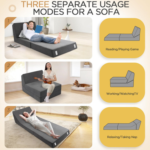 Panghuhu88 Sofá Cama Plegable De Espuma 3 En 1 Sofá Cama