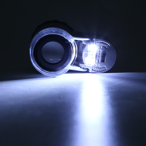 Lupa De Microscopio 50x Mini Portátil Con Moneda Led