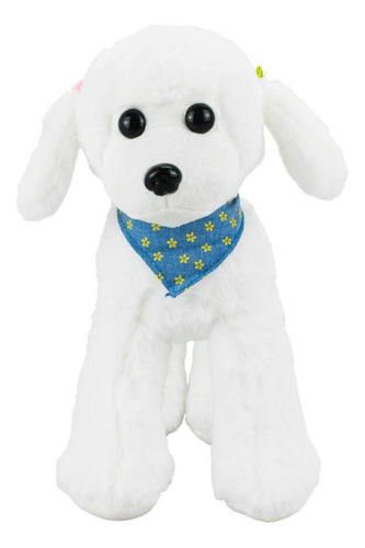 Cachorro Branco Poodle Bandana 30cm - Pelúcia