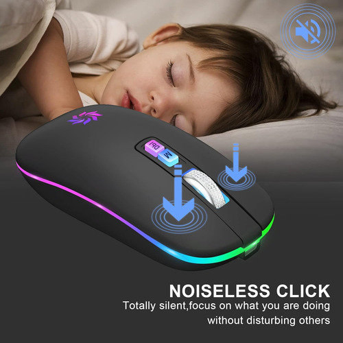 Kbcase Led Mouse Inalámbrico Mouse Silencioso Bluetooth 2.4g