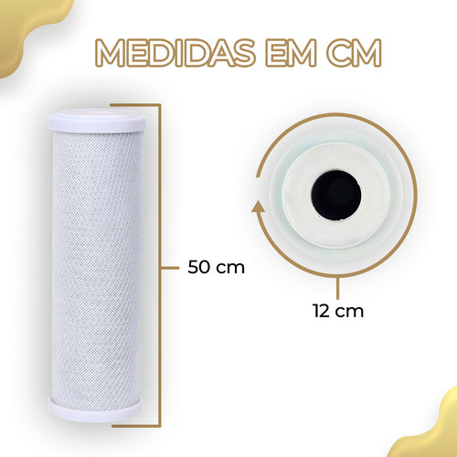 Refil Filtro Carbon Block Polipropileno 5 Micra 20 Big Blue Cor Branco E Cinza