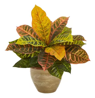 15 Pulgadas Garden Croton Planta Artificial En Maceta D...