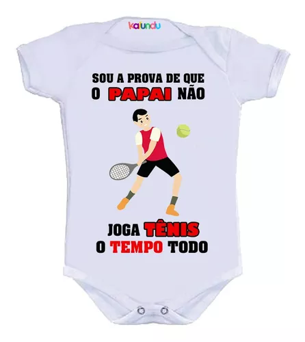 Roupa Body Bebê Infantil Vou Jogar Padel com Minha Mãe