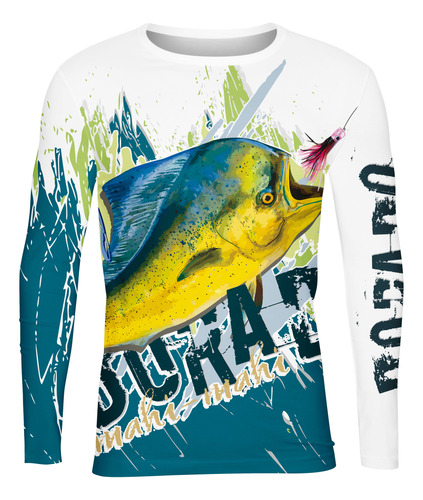 Playera Caballero Manga Larga Pesca Extrema Dorado Mah A0020