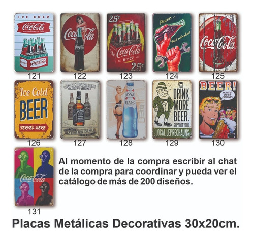 Imagen 9 de 10 de Placas Metálicas Decorativas 30x20 Vintage Retro Bares Salas
