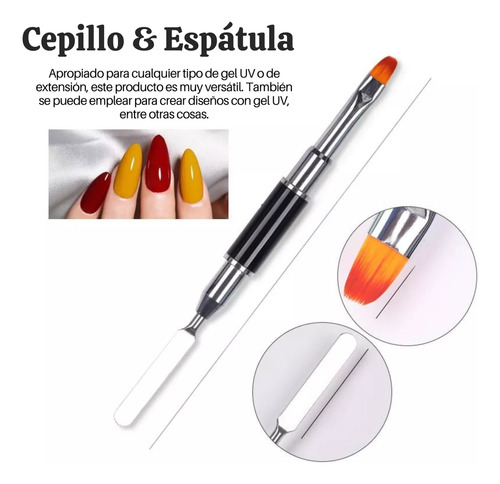 3 Piezas Pincel Profesional Polygel Con Espátula Con 2 Tapas