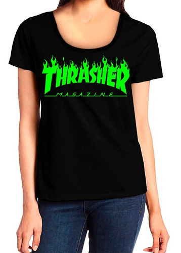 Remeras Thrasher Magazine Mujer Skate Logo 5