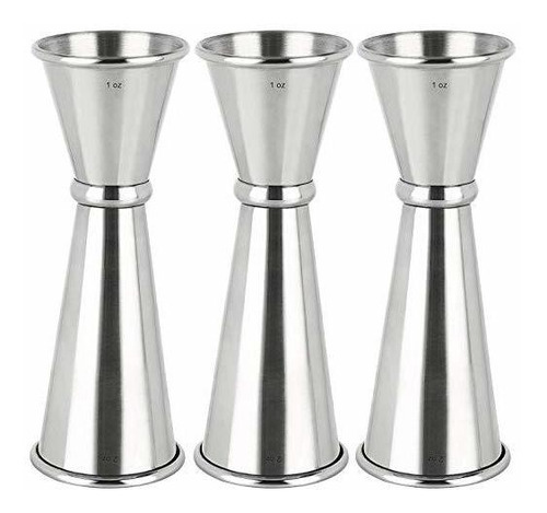 3pcs Doble Aparejo & Cocktail Jiggers Acero Inoxidable 1 Onz