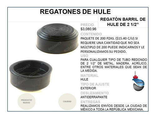 Regatón Barril De Hule De 2 1/2 Paquete De 200 Piezas