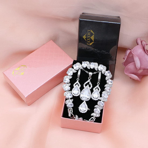 Juego De Joyas Chapadas En Platino Para Mujer Regalo Ideal