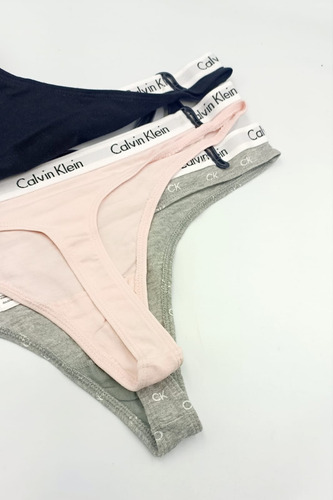 Calvin Klein Set 3 Tangas Logo Ck Originales De Algodón