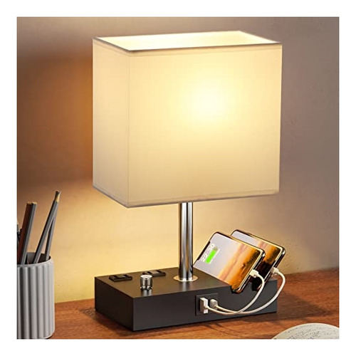 Lámparas De Mesa De Noche Para Dormitorio Con Puertos Usb