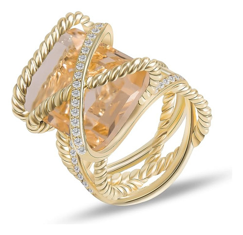 Anillo Grande Circonita Cubica Inspirado En Joyeria Diseñado