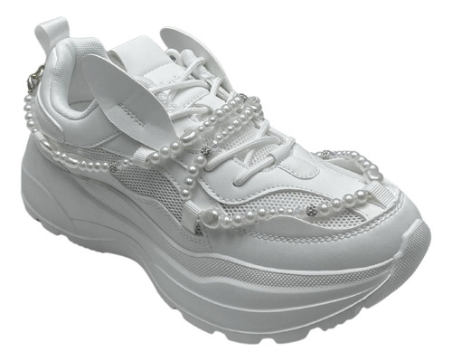 Zapatillas Plataforma Con Accesorio Perlas Flywing Art. 5240