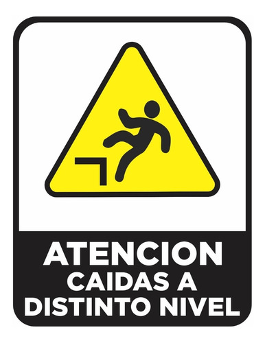 Cartel Atencion Caida A Distinto Nivel 22x28 Alto Impacto