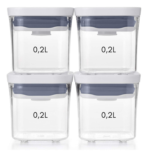Kit 4 Potes Herméticos Porta Tempero Conjunto Oxo Cor Branco