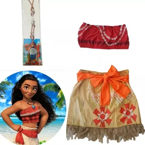 Fantasia Infantil Menina Moana Com Top E Colar Envio Já