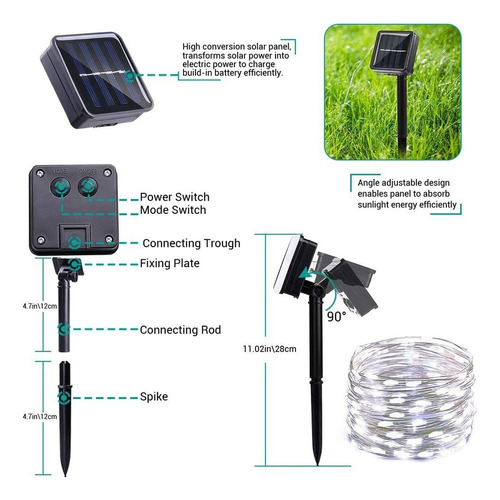 Paquete De 6 Luces De Navidad Led Con Energía Solar 6x20m 20