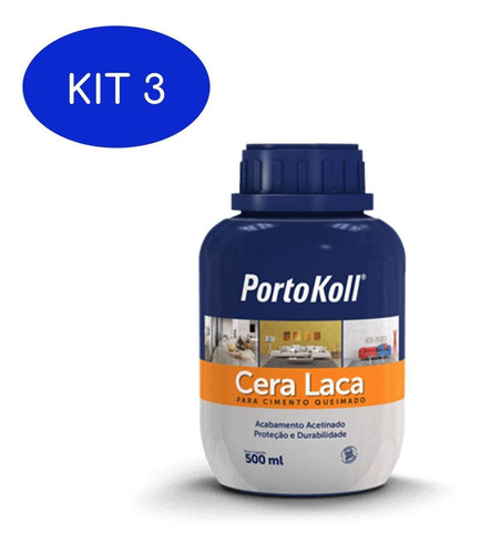 Kit 3 Cera Laca Portokoll 500ml Cimento Queimado