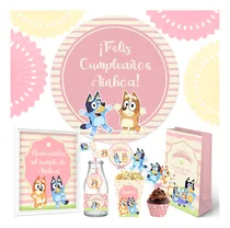 Comprar Kit Imprimible Bluey Nena + Banner Circular Fondo Mesa Dulce