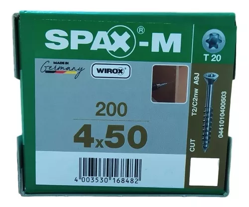 Tornillo Spax Madera 8 X 100 Caja 50 Piezas Media Cuerda T40