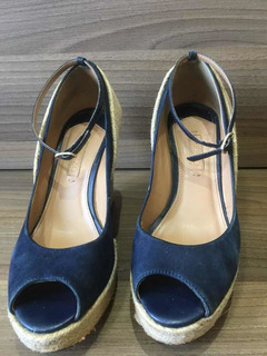 sandalia anabela arezzo azul marinho