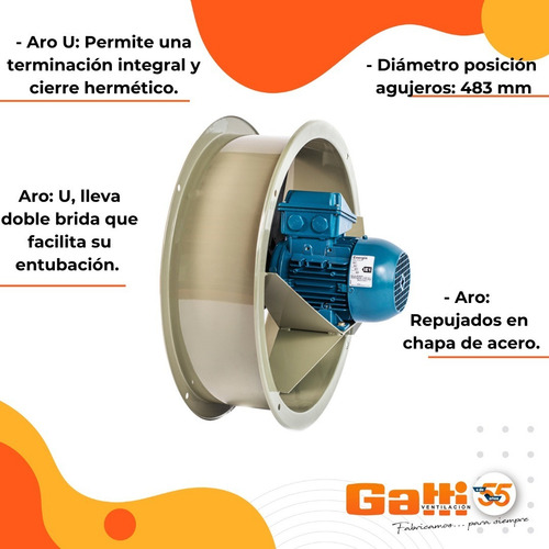 Imagen 6 de 10 de Extractor De Aire Axial Industrial 45 Cm P/ Conducto Gatti Ventilación