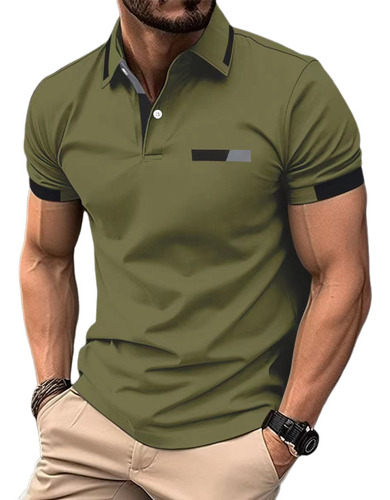 Nuevo Polo Casual Para Hombre Con Solapa Y Botones