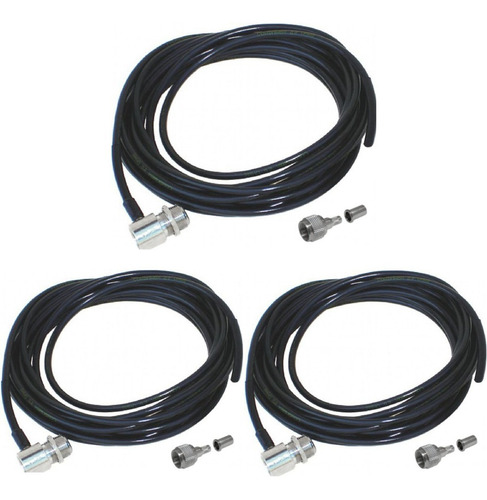 Kit 3 Cabo Coaxial 5m Rg58 50r Conector Mini Motorola Px Py